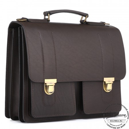 Мужской кожаный портфель "Престиж" (тёмно-коричневый)